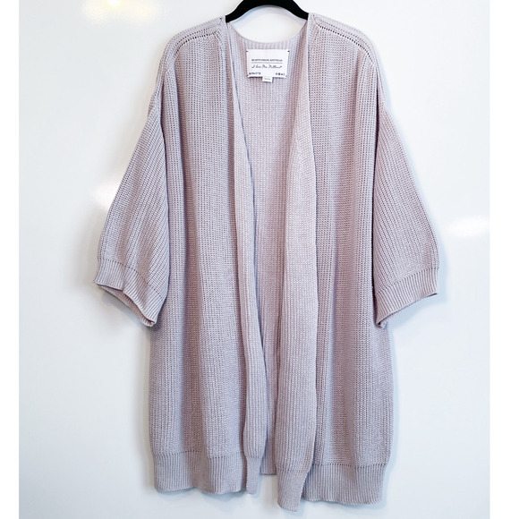 I Love Mr. Mittens Grey Open Front Long Cotton Knit Cardigan Duster - Picture 2 of 4